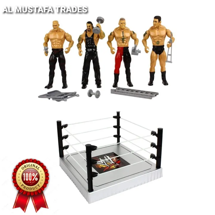 WWE%20Wrestling%20Ring%20Play%20Set%20for%20Kids%20With%204%20Assorted%20Wrestler%20Figures%20-%20Image%204