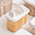 Durable Grain Storage Solution Transparent Sealed Grain Storage Container with Filter Double-open Lid for Home 1.2l/1.8l Food Storage Box. 