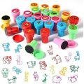 3Pcs Plastic Colorful Kids Cartoon Animal Stamp Children Custom Plastic Rubber Self Inking Stamps Toys - Multi. 