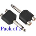 6.5mm Male Plug to Double RCA Female Jack Y Type Audio Adapter Connector Pack of 2. 
