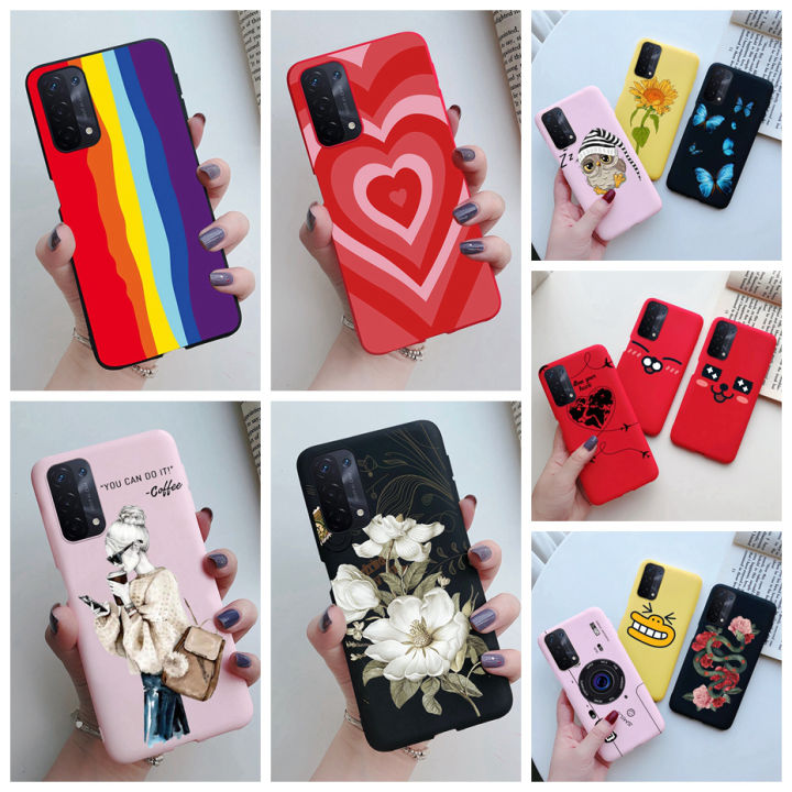 4 94 5 for Oppo Soft Phone Case for Heart Rainbow Flower Silicone Case Cute Fashion Love 4 5G Phone o A54 for OppA74 A9A 54 7G Cover Coque