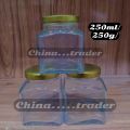 Pack of 3 (500g)../(500ml) Transparent Glass jar with aluminium lid Kitchen Storage Bottle Jar Empty Bottles For Honey Nut Suger Canister Tank Canned Glass Jam-jar. 