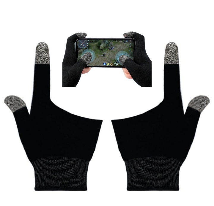 ENRG 2 Fingers Touch screen Gloves for Sweaty Hands Ultra-Thin Anti-Sweat Breathable Seamless Gaming Gloves for Tablet iPad Mobile Phone PUBG Game
