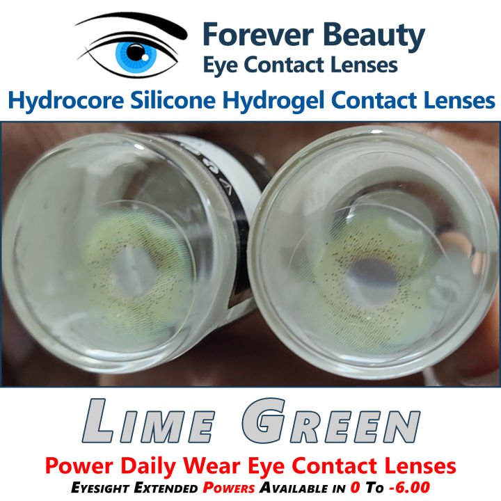 Lime Green Eyesight Extended Power Contact Lenses Cosmetic Colored Eye Contact Lenses Forever Beauty / Disposable Lenses / Lense, Eye Lense / Color Lense / Eye Lenses For Girls Women Men