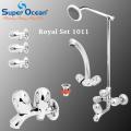 Bathroom Set Shower Set Wall Mounted Complete Bathroom Fitting 100% Brass Chrome Super Ocean Sanitary fittings Royal Set. 
