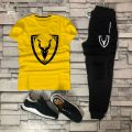 TRACKSUIT - Yellow & Black Summer Printed Tracksuit For Men & Boys - Soft and Comfortable Fabric T Shirt & Trouser Printed Tracksuit. 