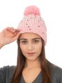 AMOLDO Wool Beanies Women Poms Fashion Pearl Knitted Hat Girls Female Beanie Cap Stylish Moti Cap. 