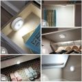 MIni Battery Powered Motion Sensor Night Light Magnetic Round Induction Night Lamp Eye Protection LED Smart Cabinet Light Bedroom. 