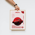 Red Toyota Supra MK5 JDM Poster Picture Frame with | Sports Car Wall Art for Room, Office & Garage | JDM Car Lover Gift | High-Quality Automotive Portrait | Aesthetic Car Picture Frame for Decoration. 