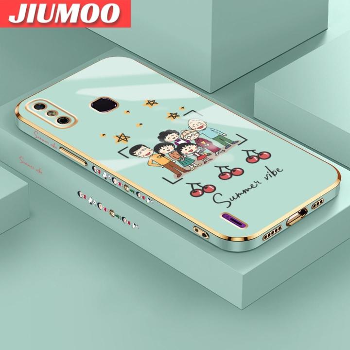 JIUMOO For Infinix Smart 4 Smart 4C X653 Case Chibi Maruko Chan New Design Side Design Phone Cases Pattern Luxury Plating Casing Full Cover Camera Shockproof Protection SoftCases