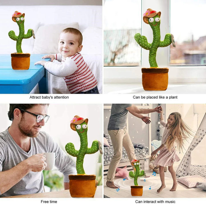 Original Dancing Cactus Toys for Kids Educational Plush Baby Toy Talking & Singing Electronic Pets for 6 to 12 Months Toddler Repeats What You Say Voice Recorder Musical Toys with 120 Songs