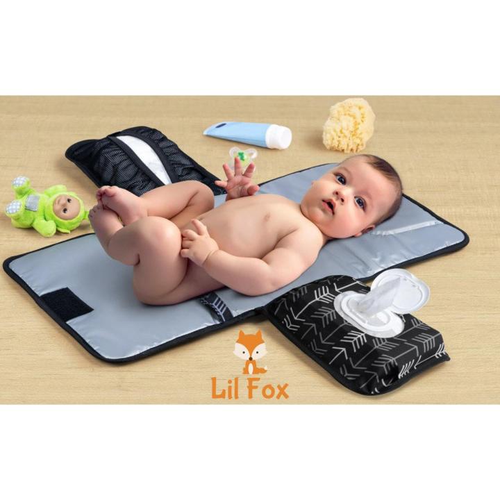 Baby Diaper Changing Mat 2 Pockets For Wipes And Diapers Waterproof Foldable Washable Sheet Portable Diaper Changing Pad