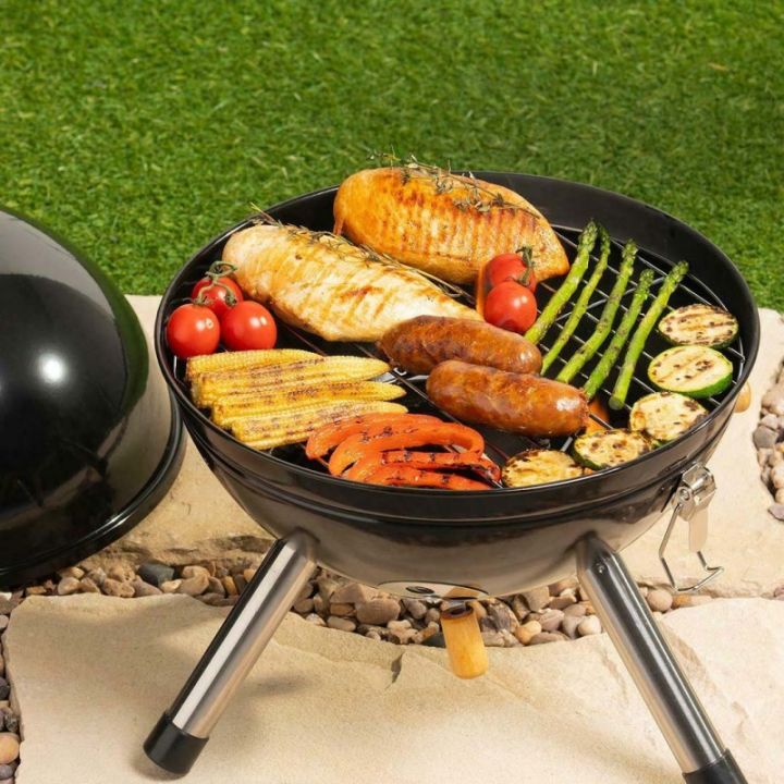 Outdoor Indoor Football Shape Compact BBQ Barbecue Grill Folding Portable Daraz.pk