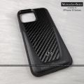 MERCEDESs BENZ Leather Back  Cover CASE BROWN QUILTED MINI STARS PATTERN AND EMBOSSED LINES METAL STAR LOGO for Apple iPhone 13 Pro Max - Black. 