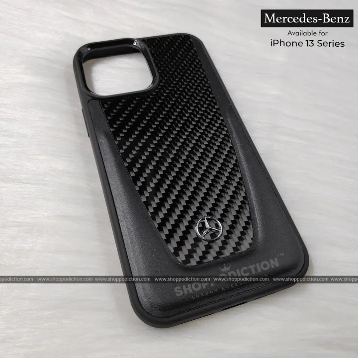 MERCEDESs%20BENZ%20Leather%20Back%20%20Cover%20CASE%20BROWN%20QUILTED%20MINI%20STARS%20PATTERN%20AND%20EMBOSSED%20LINES%20METAL%20STAR%20LOGO%20for%20Apple%20iPhone%2013%20Pro%20Max%20-%20Black%20-%20Image%204