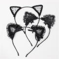 Lady Cat Ear Headwear Girl Black Cat Ear Hairband Cosplay Cat Ears Hairband Black Cat Ear Hair Accessories Lace Cat Ear Headband. 