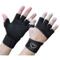 PF Weightlifting Gym Gloves Fitness Wrist Wraps Exercise Black. 