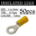 50pcs O TYPE Insulated lugs Brass, control thimbles, Ring Cable Lugs, Wire Terminals 1.5mm, 2.5mm nd 4mm to 6mm. 