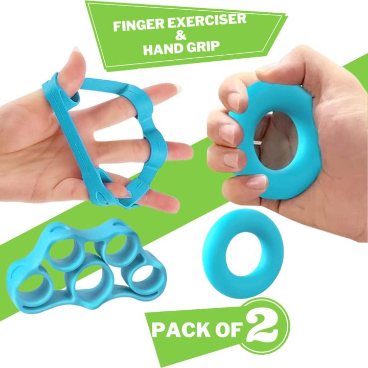 Hand Finger Grip Strengthener Exercise Rings Includes Finger Extensor Resistance Bands Best for Improving Dexterity Forearm Wrist Strength Injury Rehabilitation Stress Relief Set of 2 Denovo Mart Dara...