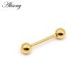 【beauty code】Alisouy 1 9 Colors Tongue Piercing Septum ear Cartilage nailTunnels Ear Plugs lip Body piercing Jewelry 1.6*16*6mm. 