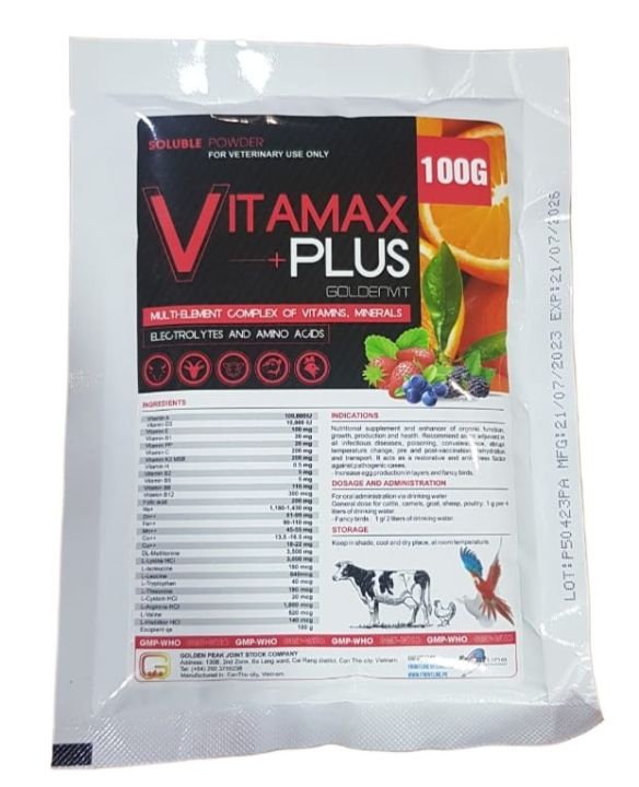VITAMAX PLUS VITAMINS MINERALS ELECTROLYTES & AMINO ACIDS FOR BIRDS PETS & POULTRY 100GM