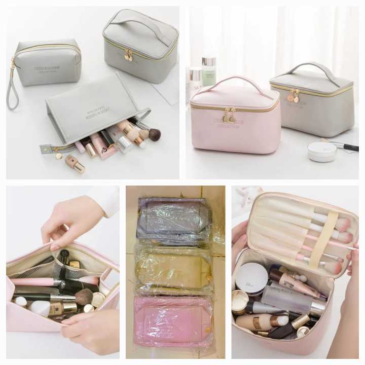 Leather Pouches Make up Case Bag 3PCS Makeup Brush Set Box Packaging Boxes Strorage Bag