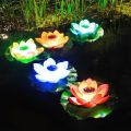 Solar Powered LED Flower Light Lotus Shape Floating Pond Garden Pool Lamp-bright red. 