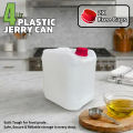 Plastic Jerry Can. 4L Food Grade Leak Proof Liquid Storage Container, Premium Quality Plastic Can for Water, Milk, Cooking Oil & Food Grade Liquids with Secure Cap. With Free 2 Red Caps.. 