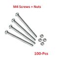 100 Pcs M4 Screw 4mm 8mm Machine Screws with Metric M4 Hex Nut Stainless Steel Fastener. 