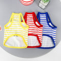 DY Loving Summer Pet Clothes Cat Sling Shirt Stripe Korean Dog Vest Teddy Bear Emoji Embroideried. 
