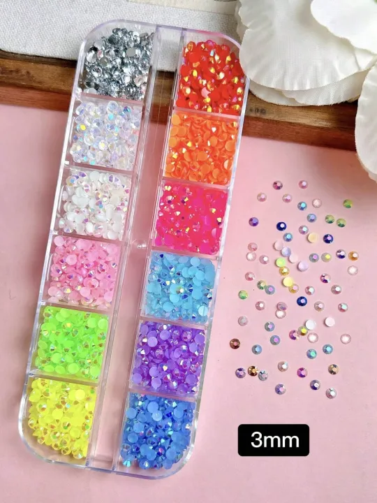 Gemzee%2012%20Grid%20Jelly%20Flat%20Back%20Rhinestones%202000Pcs%203mm%20Starter%20Kit%20with%20Tweezer%20Caryon%20Pencil%20&%20B-7000%205ml%20Glue%20%7C%20Nail%20Art%20Bedazzle%20DIY%20Craft%20-%20Image%202