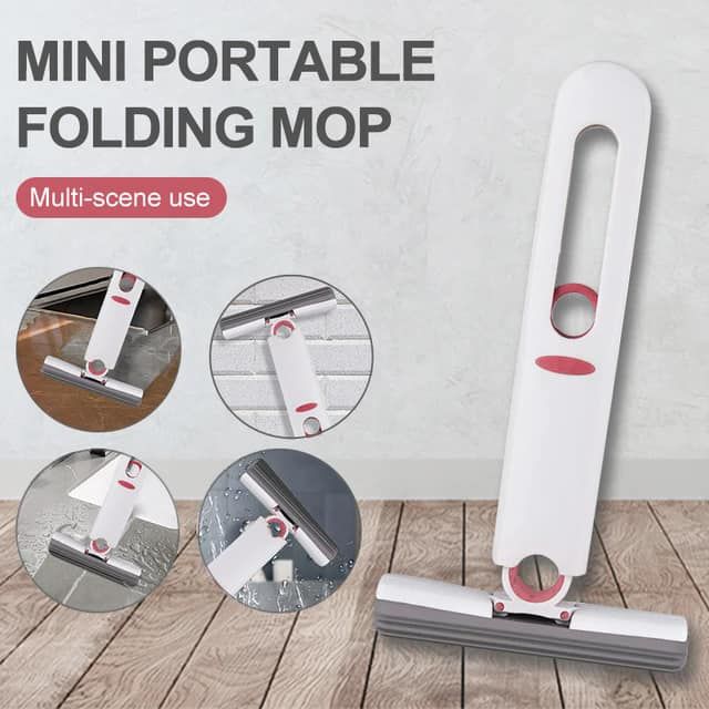 Mini mop - Mini Portable Mop - Flexible Mop For Cleaning - Squeeze Mop - Twist And Squeeze Mop For Cleaning - Easy To Carry Flexible Mop - Mop For Cleaning