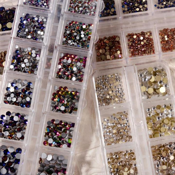1200/720 Pieces Nail Rhinestone 3D Crystal DIY Nail Art Decorations Crystal Diamond Gem Glitter Nail Beauty Accessories