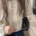 2024 New High-Grade White Shirt Women's Autumn New Lace Lacework round-Neck Small Shirt Loose Long Sleeve Top Women's. 