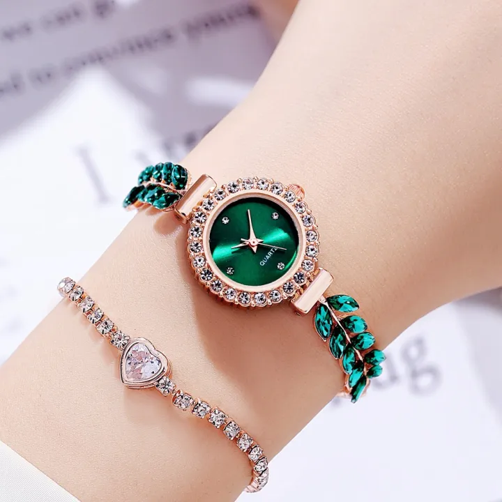 SHEIN%20Hot%20Sale%20Leaf%20Rhinestone%20Small%20Dial%20Women's%20Bracelet%20Watch%20Live%20Broadcast%20with%20Goods%20Temperament%20Women's%20Watch%20One%20Piece%20Dropshipping%20-%20Image%204