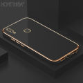Hontinga for Vivo Y85 Back Cover Luxury 6D Plating Frame Shiny Bling Case Soft Silicone Square Phone Cases. 