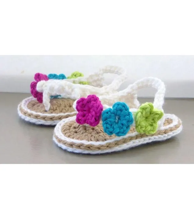 Multi%20Color%20Woolen%20Handmade%20Crochet%20Baby%20Summer%20Sandal%20-%20Image%203