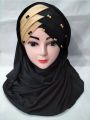 Ready To Wear Hijab With Pearls/Double Colour Layer Combination for Women & Girls. 