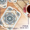 Premium Melamine Tray Set of 3 with Handles - Stylish Rectangular Design for Versatile Serving - Sizes 9x9, 11x11, 13x13 inches - Durable, Unbreakable, Easy to Clean - Ideal for Indoor & Outdoor Use - Perfect for Tea, Coffee, Breakfast, and More!. 