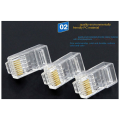 RJ45 Network Cable Modular Plug Ethernet Cable Connector Unshielded 8 Pin 8P8C 6 Types Gigabit Crystal Head Kit for PC Adapter. 
