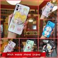 Back Cover TPU Phone Case For OPPO A55S 5G Japan Rotatable stand Kickstand Durable quicksand phone lens protection cute. 