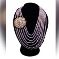 SOZ Crystal Beeds Rani Mala Broach Necklace For Women. 