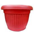 Large Round Plastic Pot For Plants & Flowers Growing Dia 15 Inch & Height 11 Inches - Red. 