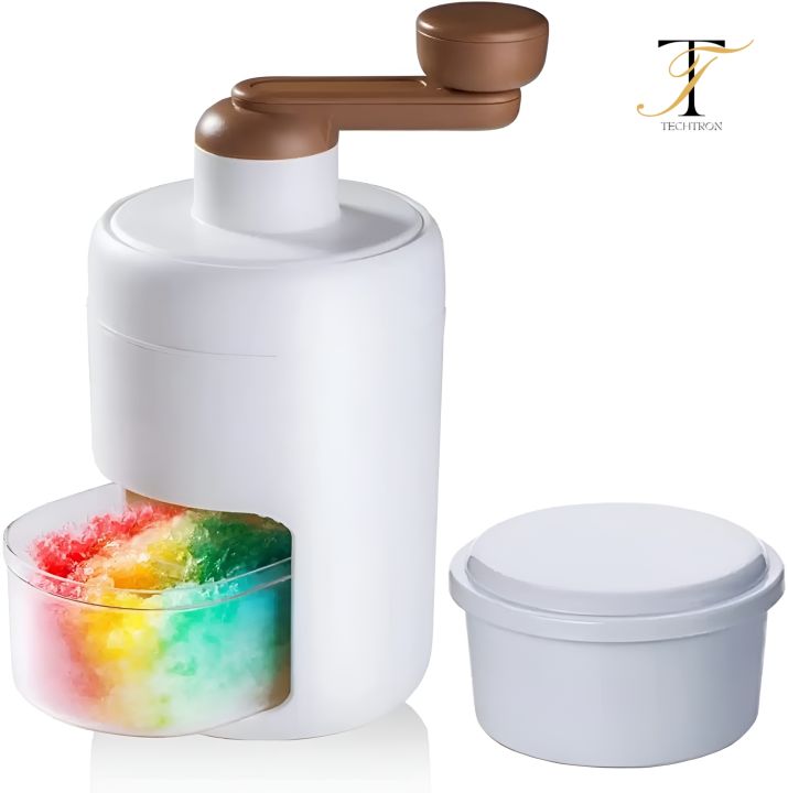 Manual Ice Crusher Machine - Portable Shaved Ice Maker with Ice Box | Hand Crank Ice Crusher | Built-in Spring Ice Compressor | High Capacity | Easy to Clean | for Home, Office, Kitchen | Stainless Steel | Gola Ganda PROMISE TO SELL