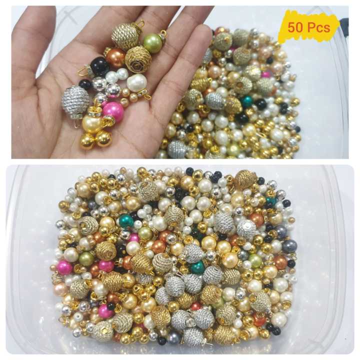 50%20Pieces%20Mixed%20Hanging%20Decorative%20Small%20Latkan,%20with%20Beads%20Crafting%20Sewing%20Clothing%20Accessories%20-%20Image%202