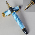 IRAURITA FOUNTAIN PEN JINHAO X450 DARK GREEN AND GOLDEN 18 KGP 0.7mm BROAD NIB FULL METAL BLUE RED 21 COLORS AND INK JINHAO 450. 