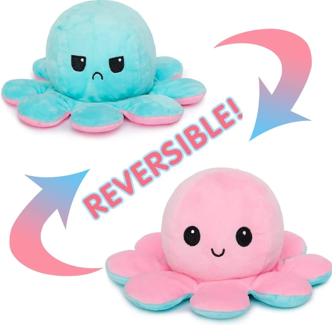 Reversible Octopus Plushie Soft Plush Toy Pillow Pet Animal Show Your Mood without Saying a Word Birthday Gift