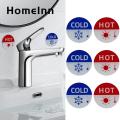 Waterproof Temperature Indicators 6pcs Hot Cold Sign Stickers for Child Safety Waterproof Acrylic Labels with Thermometer Pattern for Faucets Sinks Prevent Burns Reminder. 