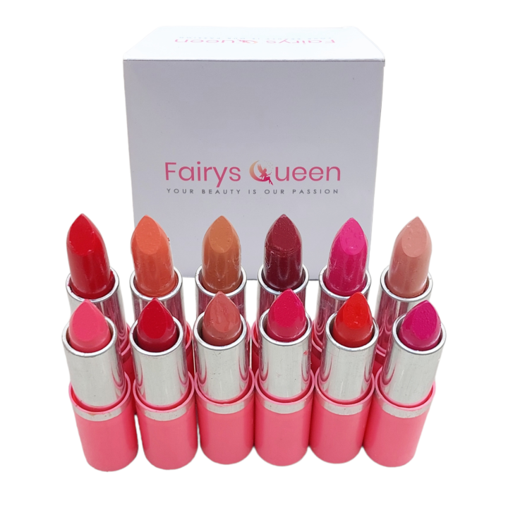 Pack of 12 Lipsticks Fairy's Queen Matte Multicolour Box (Pink)