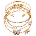 5PC New Bohemian Elegance Open Bracelets Rhinestone Butterfly Bracelet Girl Gift SEVICH. 